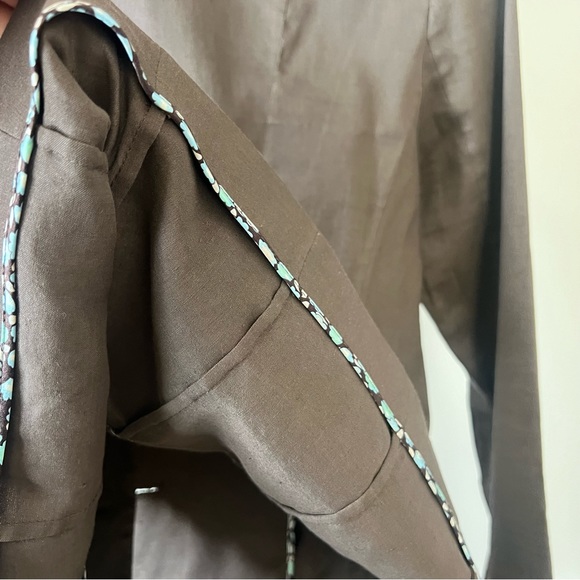 Elie Tahari Lightweight Brown Linen Jacket Shacket Blazer Size 6 - Picture 12 of 16